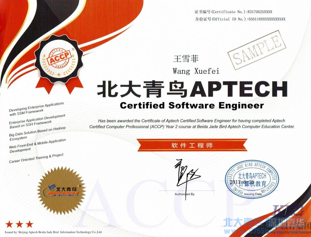 北大青鸟APTECH Certified Software Engineer